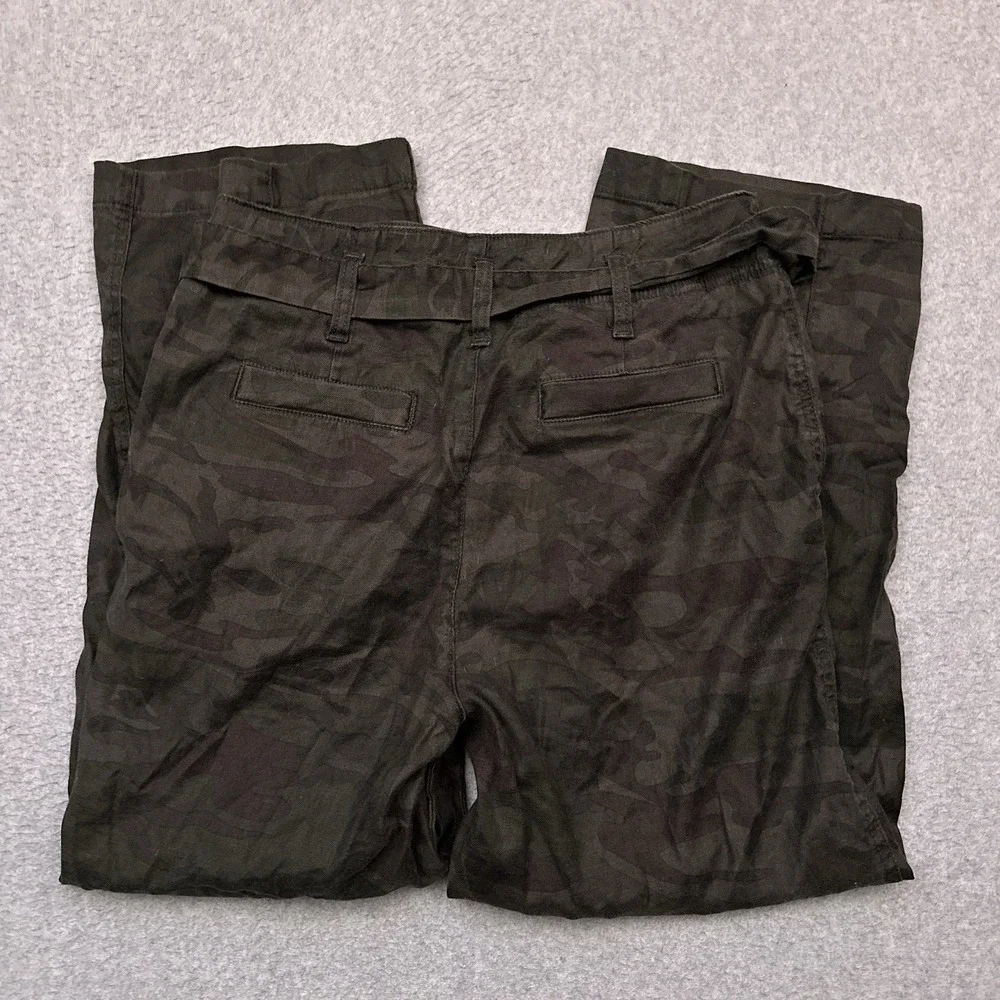 Level 99 Bette Seamed Trouser Size 28 Midnight Camo Belted High Rise Linen Blend - Picture 10 of 11